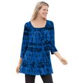 Plus Size Women's Tie-Dye Smocked Square-Neck Tunic by Woman Within in Bright Cobalt Tie Dye (Size 18/20)