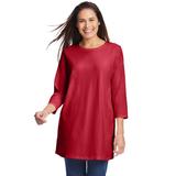 Plus Size Women's Perfect Three-Quarter Sleeve Crewneck Tunic by Woman Within in Classic Red (Size 38/40)