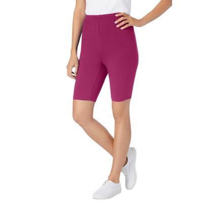 Plus Size Women's Stretch Cotton Bike Short by Woman Within in Raspberry (Size M)