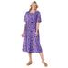 Plus Size Women's Button-Front Essential Dress by Woman Within in Radiant Purple Pretty Blossom (Size 1X)