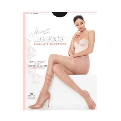 Plus Size Women's Silk Reflections Leg Boost Cellulite Smoothing Hosiery by Hanes in Jet (Size G/H)