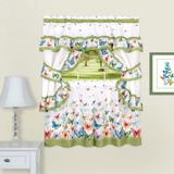 Wide Width Butterflies Printed Cottage Window Curtain Set by Achim Home Décor in Green (Size 57" W 36" L)
