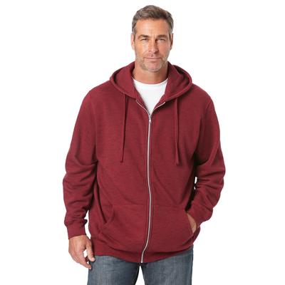 Men's Big & Tall Fleece Zip-Front Hoodie by KingSize in Burgundy Marl (Size 7XL) Fleece Jacket