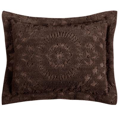 Rio Collection Tufted Chenille Sham by Better Trends in Chocolate (Size EURO)