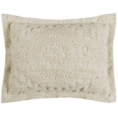 Rio Collection Tufted Chenille Sham by Better Trends in Ivory (Size KING)