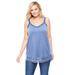 Plus Size Women's Lace-Trim V-Neck Tank by Woman Within in French Blue (Size 26/28) Top