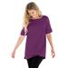 Plus Size Women's Perfect Cuffed Elbow-Sleeve Boat-Neck Tee by Woman Within in Plum Purple (Size 5X) Shirt
