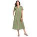 Plus Size Women's Embroidered Lace Bib Knit Dress by Woman Within in Sage (Size 18/20)