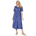 Plus Size Women's Button-Front Essential Dress by Woman Within in Navy Pretty Blossom (Size L)