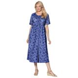 Plus Size Women's Button-Front Essential Dress by Woman Within in Navy Pretty Blossom (Size L)
