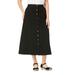 Plus Size Women's Perfect Cotton Button Front Skirt by Woman Within in Black (Size 38 WP)