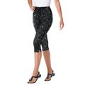 Plus Size Women's Stretch Cotton Printed Capri Legging by Woman Within in Black Batik Floral (Size 4X)