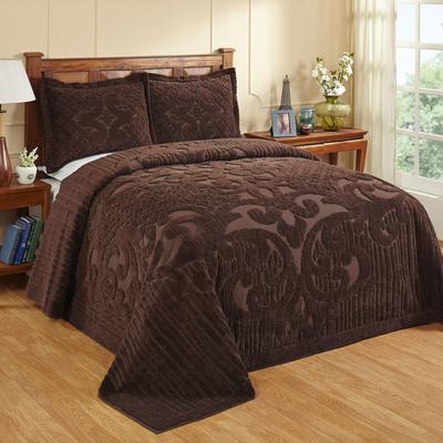 Ashton Collection Tufted Chenille Bedspread by Better Trends in Chocolate (Size TWIN)
