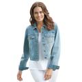 Plus Size Women's Stretch Denim Jacket by Woman Within in Light Wash Sanded (Size 20 W)