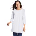 Plus Size Women's Perfect Three-Quarter Sleeve Crewneck Tunic by Woman Within in White (Size 22/24)