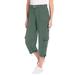 Plus Size Women's Pull-On Knit Cargo Capri by Woman Within in Pine (Size 12) Pants