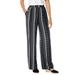 Plus Size Women's Pull-On Elastic Waist Soft Pants by Woman Within in Black Batik Stripe (Size 28 WP)