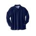 Men's Big & Tall Long-Sleeve Velour Polo by KingSize in Navy (Size 8XL)