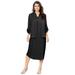 Plus Size Women's Three-Quarter Sleeve Jacket Dress Set with Button Front by Roaman's in Black (Size 30 W)