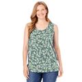 Plus Size Women's Perfect Printed Scoopneck Tank by Woman Within in Sage Blossom Vine (Size 42/44) Top