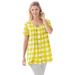 Plus Size Women's A-Line Knit Tunic by Woman Within in Primrose Yellow Buffalo Plaid (Size 1X)