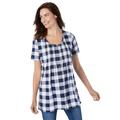 Plus Size Women's A-Line Knit Tunic by Woman Within in Navy Buffalo Plaid (Size 1X)