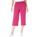 Plus Size Women's Elastic-Waist Knit Capri Pant by Woman Within in Raspberry Sorbet (Size L)