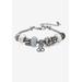 Women's Bali Style Red Crystal Charm 8" Bracelet in Silvertone by PalmBeach Jewelry in April