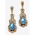 Women's Gold Tone Antiqued Oval Cut Simulated Birthstone Vintage Style Drop Earrings by PalmBeach Jewelry in March