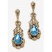 Women's Gold Tone Antiqued Oval Cut Simulated Birthstone Vintage Style Drop Earrings by PalmBeach Jewelry in March