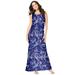 Plus Size Women's Ultrasmooth® Fabric Print Maxi Dress by Roaman's in Navy Folklore Paisley (Size 22/24) Stretch Jersey Long Length Printed