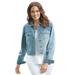 Plus Size Women's Stretch Denim Jacket by Woman Within in Light Wash Sanded (Size 16 W)