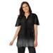 Plus Size Women's Blouse In Crinkle Georgette by Woman Within in Black Linear Gradient (Size 26/28) Shirt