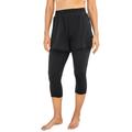 Plus Size Women's Loose Swim Short with Built-In Capri and Pockets by Swim 365 in Black (Size 18)