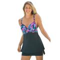 Plus Size Women's Bra-Sized Cross-Front Tankini Top by Swim 365 in Black Paradise Floral (Size 42 DDD)