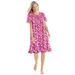 Plus Size Women's Short Floral Print Cotton Gown by Dreams & Co. in Strawberry Roses (Size 4X) Pajamas