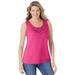 Plus Size Women's Beaded Tank Top by Woman Within in Raspberry Sorbet (Size 1X)