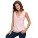 Plus Size Women's Lace Trim Satin Tank by Denim 24/7 in Soft Blush (Size 18 W)