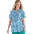 Plus Size Women's Pintucked Half-Button Tunic by Woman Within in Waterfall Blooming Ditsy (Size M)