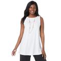 Plus Size Women's Knit Tunic Tank by The London Collection in White (Size 18/20) Wrinkle Resistant Stretch Knit Long Shirt