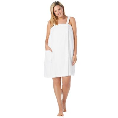 Plus Size Women's Dreams & Co.® Terry Towel Wrap by Dreams & Co. in White (Size 26/28) Robe