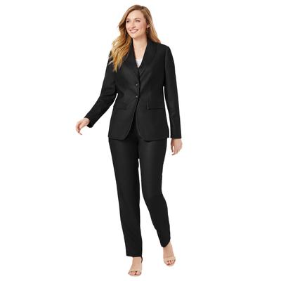 Plus Size Women's 2-Piece Stretch Crepe Single-Breasted Pantsuit by Jessica London in Black (Size 36 W) Set