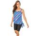 Plus Size Women's Blouson Tankini Top with Adjustable Straps by Swim 365 in Multi Watercolor Stripe (Size 26)