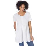 Plus Size Women's Short-Sleeve Empire Waist Tunic by Woman Within in White (Size 14/16)