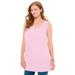 Plus Size Women's Perfect Sleeveless Shirred U-Neck Tunic by Woman Within in Pink (Size 42/44)