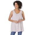 Plus Size Women's Button-Front Linen Tank by Woman Within in Sweet Coral Stripe (Size 22/24) Top