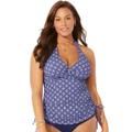 Plus Size Women's Adjustable Underwire Tankini Top by Swimsuits For All in Blue Mosaic (Size 22)