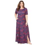 Plus Size Women's Scoopneck Maxi Dress by Catherines in Classic Red Mono Floral (Size 0XWP)
