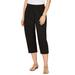 Plus Size Women's Stretch Knit Waist Cargo Capri by Catherines in Black (Size 5X)