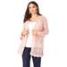 Plus Size Women's Bell-Sleeve Pointelle Cardigan by Roaman's in Soft Blush (Size 22/24) Sweater